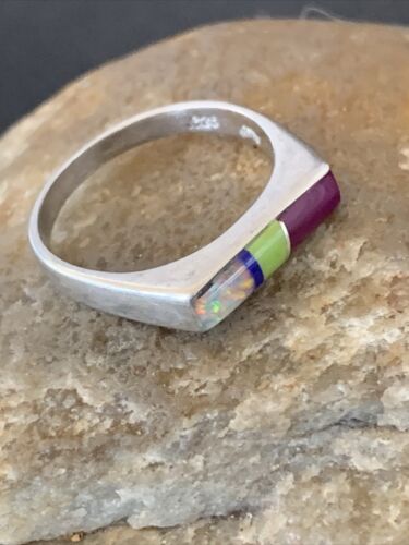 Navajo Blue Turquoise Purple Sugilite Opal Inlay Ring | Sz 7 | Authentic Native American Handmade | 11150