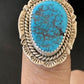 Southwestern Navajo Blue Kingman Turquoise Ring | Sterling Silver | Sz 7 | 12206