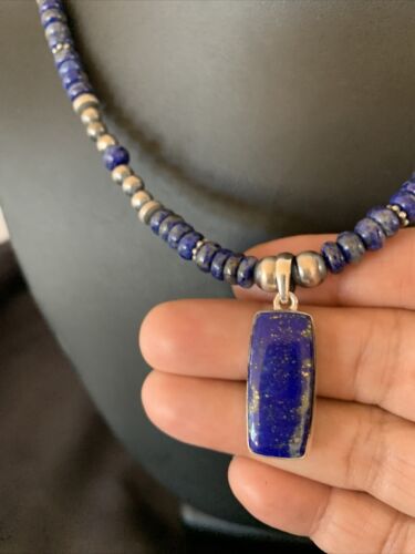 Native American Navajo Blue Lapis Pendant Necklace | Sterling Silver | 12248