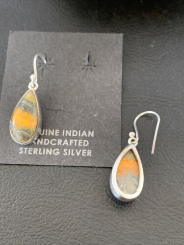 Native American Navajo Bumblebee Jasper Earrings Set | Sterling Silver | Handmade | 1560