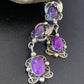 Navajo Purple Sugilite Dangle Post Earrings | Sterling Silver | 2" | Authentic Native American Handmade | 1524