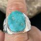 Southwestern Navajo Blue Kingman Turquoise Ring | Sterling Silver | Sz 12 | 14158