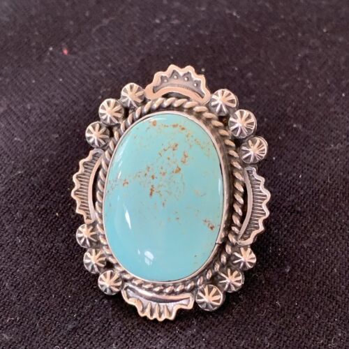 Southwestern Navajo Blue Kingman Turquoise Ring | Sterling Silver | Sz 9 | 01643
