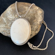 Men's Navajo Pearl White Buffalo Turquoise Pendant | Sterling Silver Necklace | Authentic Native American | 13741