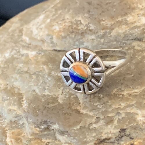 Southwestern Women's Navajo Blue Turquoise Spiny Lapis Inlay Ring | Sz 6 | 11184