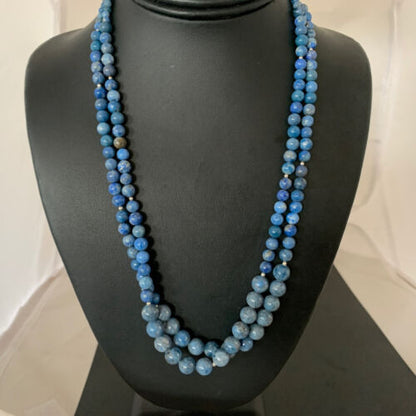 Native American Denim Lapis Bead Necklace | Sterling Silver | 21" | 1260