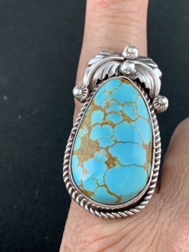 Native American Navajo Spiderweb Turquoise Ring | Sterling Silver | Sz 9 | 285