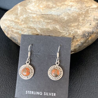 Navajo Spiny Oyster Earrings | Sterling Silver | Minimalist Native American Handmade | 12831