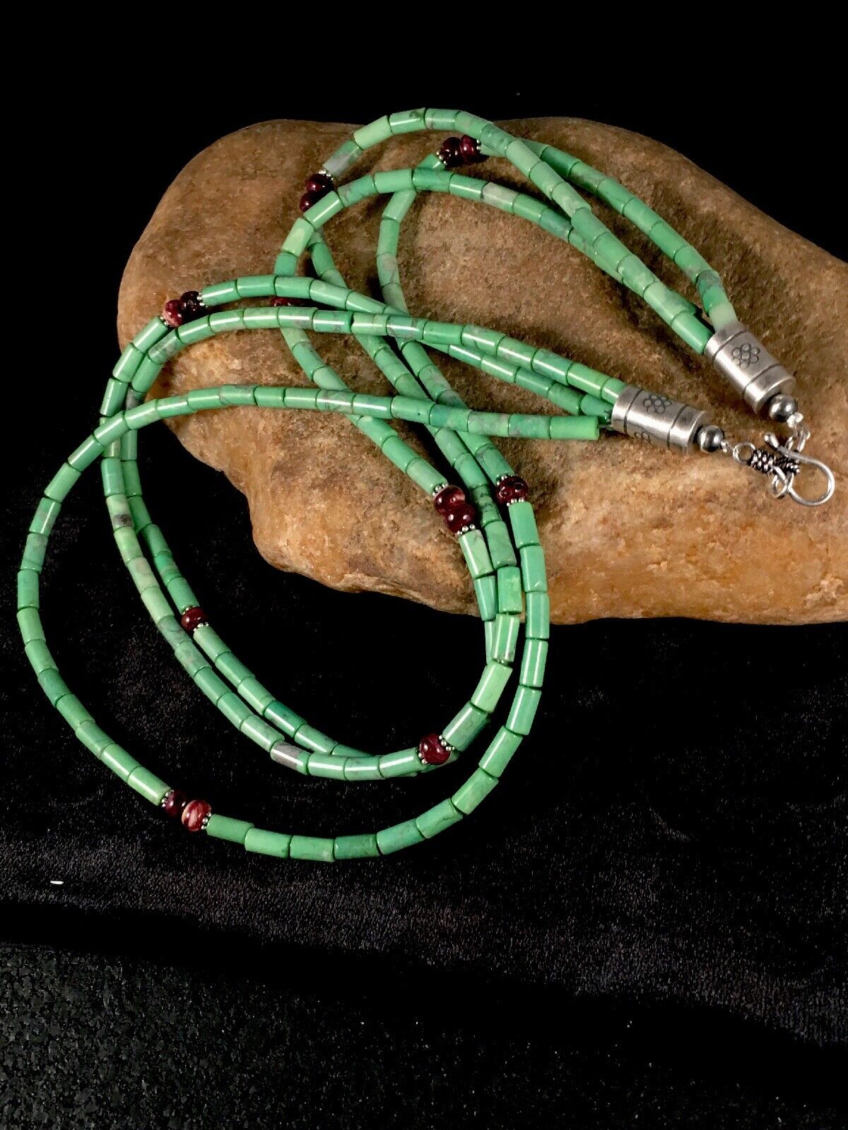 Navajo Spiny Oyster & Turquoise Bead Necklace | Sterling Silver | 21" | Authentic Native American Handmade | 8720