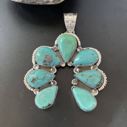 Navajo Pearls Naja Pendant Necklace | Multi-Stone Turquoise | Sterling Silver | Authentic Native American Handmade | 11354 - Masha USA