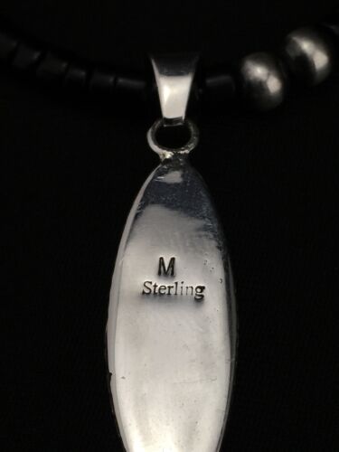 Spiny Oyster Pendant | Black Onyx Heishi | Navajo Sterling Necklace 22" | 4871