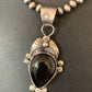 Native American Men's Navajo Pearls Necklace Pendant | Sterling Silver Black Onyx | 13099