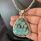Men's Navajo Pearl Necklace with Blue Spiderweb Turquoise Pendant | Sterling Silver | 10543