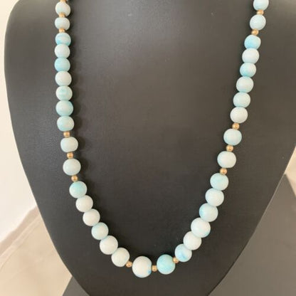 Navajo Blue Opal Necklace with Graduated Gold-Filled Beads | Authentic Native American Jewelry | 20" | 02046