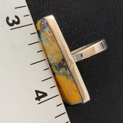 Southwestern Navajo Yellow Bumble Bee Jasper Ring | Sterling Silver | Sz 7 | 11547