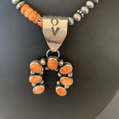 Navajo Sterling Silver Spiny Oyster Naja Pendant Necklace | Authentic Native American Handmade | 1316
