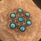 Native American Kingman Turquoise Cluster Pin | Navajo Sterling Silver | 8017