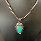 Men's Navajo Pearls Necklace with Blue Turquoise Pendant | Sterling Silver | Authentic Native American Handmade | 11137