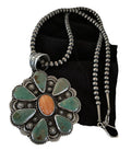 Navajo Spiny Oyster & Turquoise Cluster Pendant Necklace | Sterling Silver | Native American Handmade | 1119