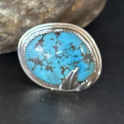 Navajo Blue Kingman Turquoise Ring | Sterling Silver | Sz 8 | Authentic Native American Handmade | 14554