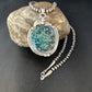 Men's Blue Spiderweb Turquoise Necklace Pendant | Navajo Sterling Silver | Authentic Native American Handmade | 14258