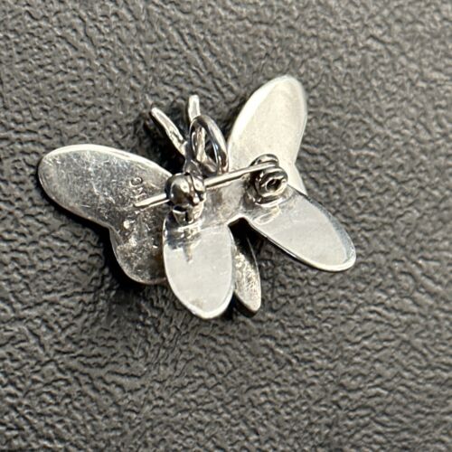 Navajo Butterfly Green Gaspeite Inlay Pin Pendant | Sterling Silver | Authentic Native American Handmade | 14585