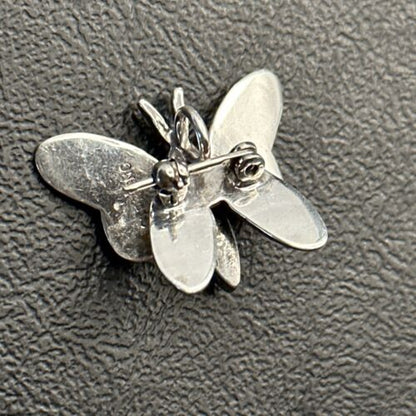 Navajo Butterfly Green Gaspeite Inlay Pin Pendant | Sterling Silver | Authentic Native American Handmade | 14585