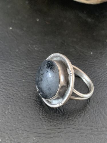Native American Design Black Onyx Pinky Ring | Sterling Silver | Sz 3.5 | 10799