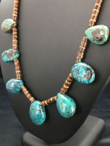 Southwestern Spiderweb Turquoise & Bone Bead Necklace | Sterling Silver | 20" | 2628