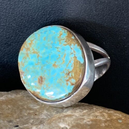 Navajo Men's Classic Blue Turquoise #8 Ring | Sterling Silver | Sz 9 | 1828