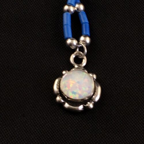 Navajo Opal Pendant with Lapis Beads | Sterling Silver Necklace | 17" | Authentic Native American Handmade | 10122