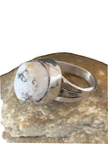 Navajo White Buffalo Turquoise Ring | Sterling Silver | Sz 9.5 | Authentic Native American Handmade | 01445