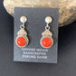 Native American Navajo Red Coral Dangle Earrings | Sterling Silver | 1" | 13113