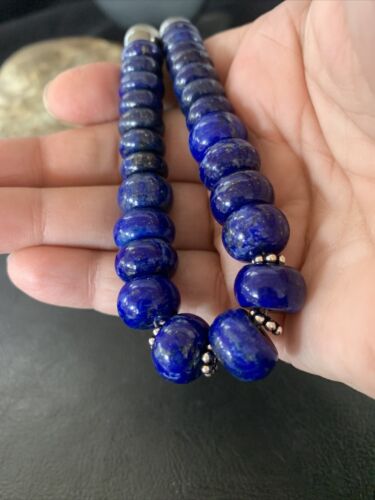 Navajo Lapis Lazuli Graduated Necklace | Sterling Silver | Authentic Native American | 18" | 11802