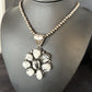 Navajo White Buffalo Turquoise Cluster Pendant | Authentic Native American Sterling Silver | Multi-Stone | 14676