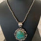 Men's Navajo Pearls Necklace Pendant | Sterling Silver | Blue Turquoise #8 | Authentic Native American Handmade | 529