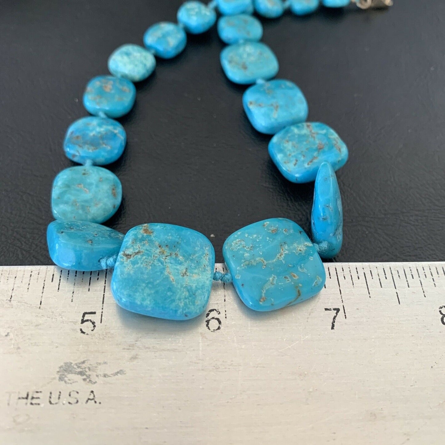 Ultra Rare Old Pawn Sleeping Beauty Turquoise Graduated Beads Necklace | Sterling Silver | 10411
