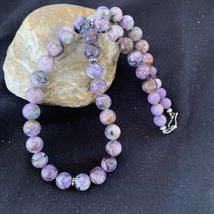 Navajo Charoite Necklace | Sterling Silver | 20" | Authentic Native American Handmade | 01491