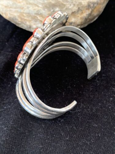 Navajo Spiny Oyster Cluster Cuff Bracelet | Sterling Silver | Authentic Native American Handmade | 4954