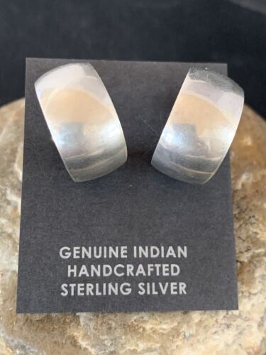 Old Pawn Women's Sterling Silver Hoop Stud Earrings | 1" | 13007