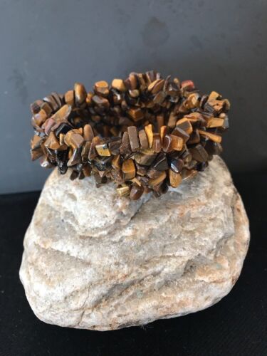 Men's Navajo Stretch Tigers Eye Stone Bracelet | Authentic Native American - Masha USA