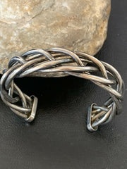 Old Pawn Navajo Wire Braid Bracelet | Sterling Silver | Authentic Native American Handmade | 10415