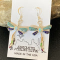 Navajo Dragonfly Turquoise Spiny Opal Inlay Earrings | Sterling Silver | 1" | 12017