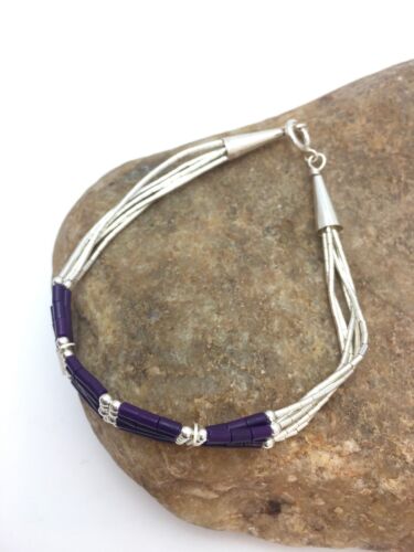 Southwestern Liquid Silver Purple Sugilite Heishi 5-Strand Bracelet | Sterling Silver | 7" | 13599
