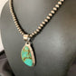 Men's Navajo Blue Spiderweb Turquoise Pendant Necklace | Sterling Silver | Authentic Native American Handmade | 10674