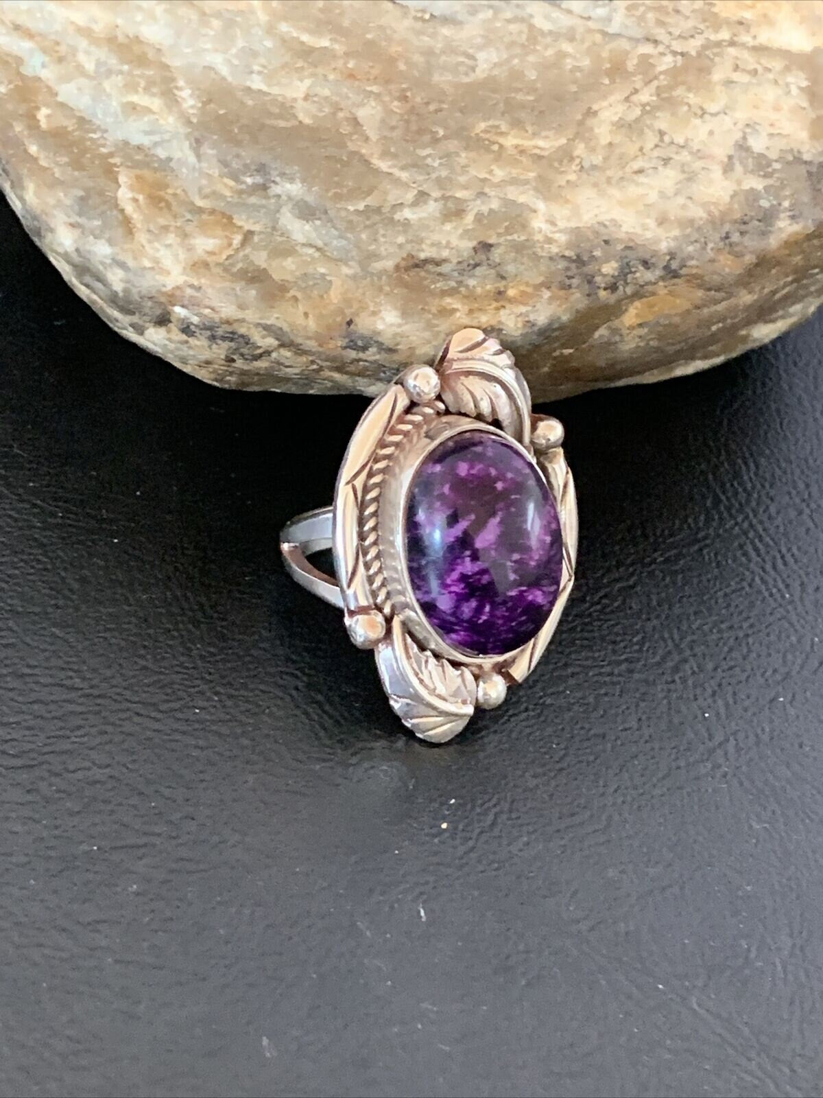 Navajo Purple Sugilite Ring | Sterling Silver | Sz 7.5 | Authentic Native American Handmade | 10440