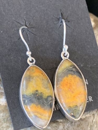 Native American Women's Navajo Bumblebee Jasper Earrings Set | Sterling Silver | 1565
