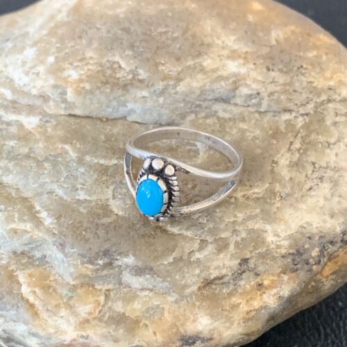Southwestern Old Pawn Navajo Blue Turquoise Ring | Sterling Silver | Sz 5.5 | 10773