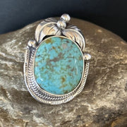 Navajo Blue Turquoise #8 Ring | Sterling Silver | Sz 8.5 | Authentic Native American Handmade | 14283