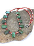 Spiny Oyster & Faceted Turquoise Navajo Sterling Silver Necklace | 20" | Teardrop | 4917